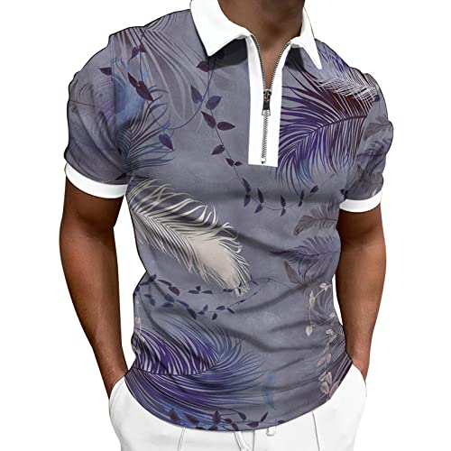Herren Poloshirt Kurzarm Mit Reissverschluss, Sommer Polo Men's T-Shirts Mit Aufdruck Regular Fit Modische Leicht Freizeithemd Tops Bunt Große Größen Oberteile Golf Poloshirt Herren Atmungsaktive von Generic