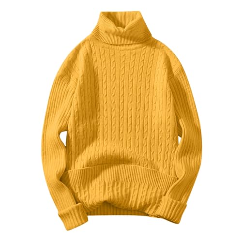 Herren Pullover Rollkragenpullover, Einfarbig Regular Fit Herbst Casual Rollkragen Basic Winterpullover Langarmshirt Fleecepullover Strickpullover Herren für Eisige Morgenluft von Generic