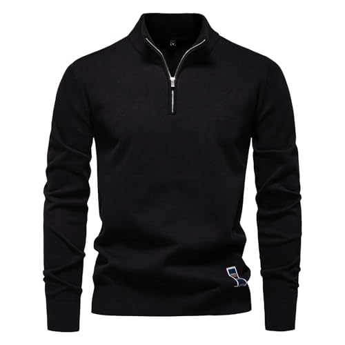 Herren Pullover Winter Warm Longpullover Fleecepullover, Pullover Oversize Herren Sweatshirt Sweater Pulli Winterpullover Schwarzer Langarm Männer von Generic