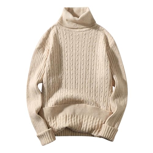 Herren Rollkragenpullover Pullover, Langarm Loose Fit Herbst Freizeit Stretch Basic Winterpullover Fleecepullover Pulli Langarmshirt Sweater Herren für Outdoor Wander Trekking von Generic
