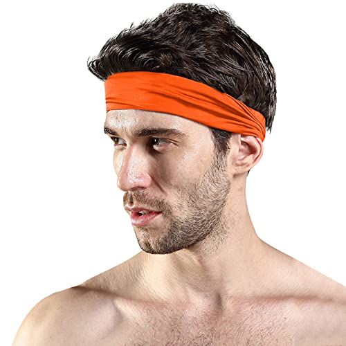 Herren Stirnband Laufendes Stirnband, rutschfeste Workout-Schweißbänder, verstellbare Sport-Stirnbänder, schweißableitende Workout-Stirnbänder Haarband (Orange, One Size) von Generic