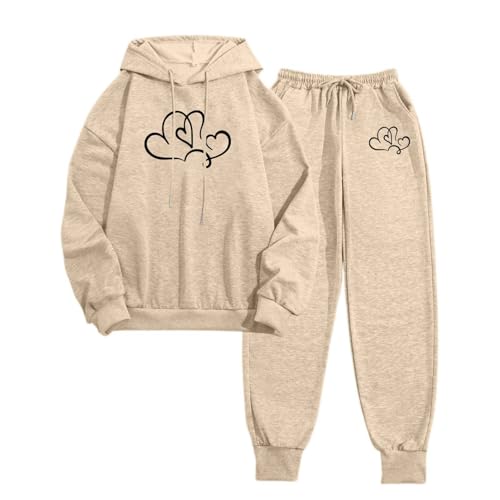 Jogginganzug Damen 2 Teiler Trainingsanzug, XXL Freizeitanzug Fitness Autumn Lounge Set Zweiteiler Kuscheliger Trainingsanzug Oversize Activewear Partnerlook Pärchen Kleidung Komplett von Generic