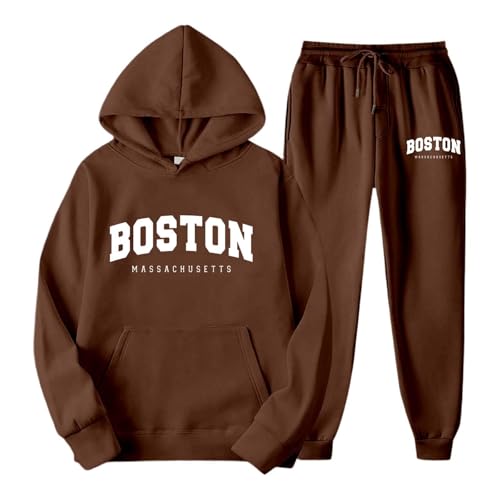 Jogginganzug Damen Autumn Trainingsanzug, Musselin Zweiteiler Casual Freizeit Trainingsanzug Kapuzenpullover Kurzgröße Freizeitanzug Herbst Yoga Set Große Größen Sportset Kleidung von Generic