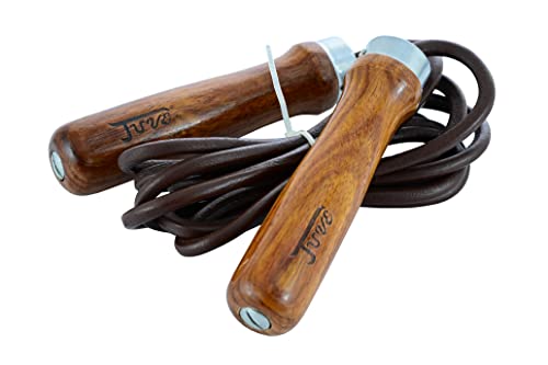 Juve Leder-Springseil – verstellbares Springseil mit Holzgriffen für Workout, Fitness, Übung, Springseil, Crossfit für Damen und Herren von Generic
