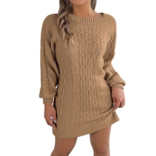 Kleid Herbst Damen Langarm Winterkleid, Hohe Elastizität Große Größen Herbstkleid, Oversize Strickkleid, Elegant Moderne Pullikleid, Winter Pulloverkleid Übergroß Pullover Freizeit Kleider von Generic