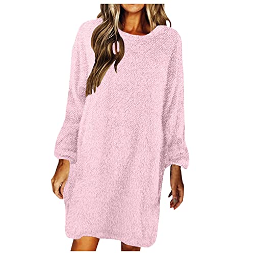 Kleid Winter Damen Große Größen Herbstkleid, Kuscheliger Knielang Strickkleid, Oversize Übergroß Winterkleid, Tunika Moderne Pullikleid, Elegant Kleider Freizeit Longpullover Pulloverkleid von Generic