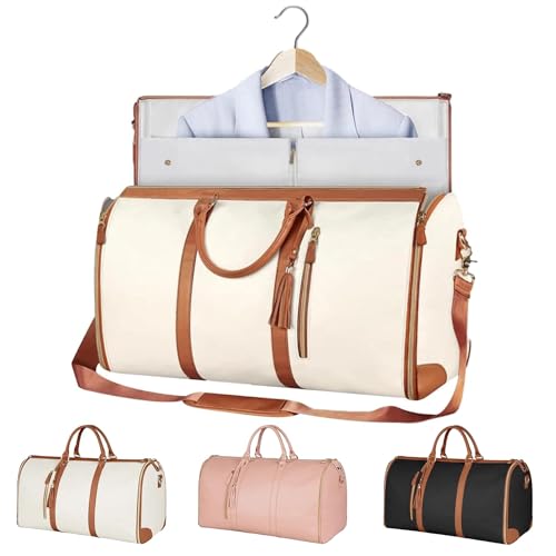 Kleidersäcke Für Reisen Für Damen, Reisetasche Aufklappbar, Foldable Travel Bag, Carry On Bag, Travel Garment Bags for Women (Beige) von Generic