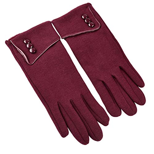 Knopf-Handschuh warm Mode Deko Bündchen Winterfutter halten Frauen weiche Handschuhe Handschuhe Fingerlos Schwarz von Generic