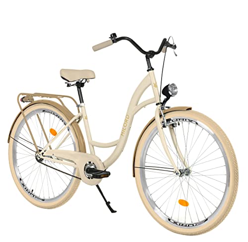 Komfort Fahrrad Citybike Retro Vintage Damenfahrrad Hollandrad, 26 Zoll, Creme-Braun, 1-Gang von Generic