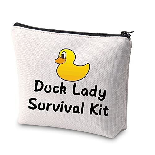 Duck Lady Survival Kit Make-up Tasche Entenliebhaber Geschenk Niedliche Ente Kosmetiktasche Bauernhof Hinterhof Landmädchen Geschenk Verrückte Ente Dame Geschenke, beige, Kulturbeutel von Generic