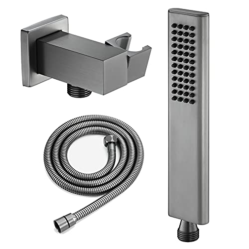 LULUMAIC Duschkopf mit Handheld, Handheld Duschkopf Set Graues universelles Handheld Duschkopf Set Messing Hochdruck Handheld Duschsprühgerät mit Messinghalter und 1,5 m Edelstahl -Dusche h von Generic