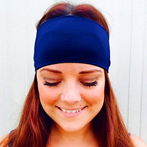 Lauf Kleidung Herren Damen Sport Yoga Schweißband Stretch Stirnband Haarband Einfädelhilfe Bartperle (Blue, One Size) von Generic