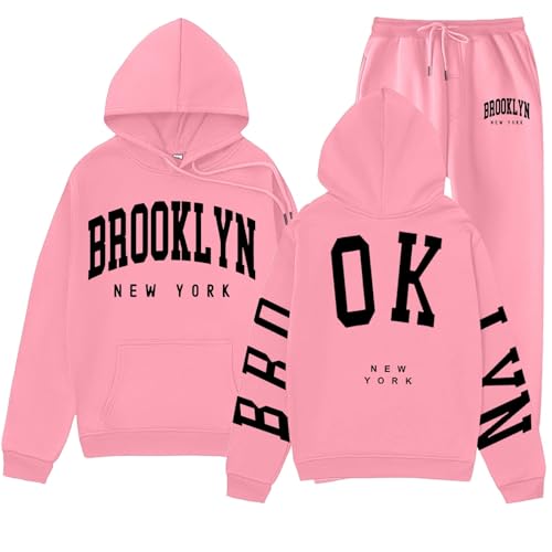 Lounge Set Damen XXL Trainingsanzug, Musselin Trainingsanzug Kuschelig Herbst Jogginganzug Kapuzenpullover Winter Freizeitanzug Zweiteiler Freizeit Jogginganzüge Große Größen Sport Komplett von Generic