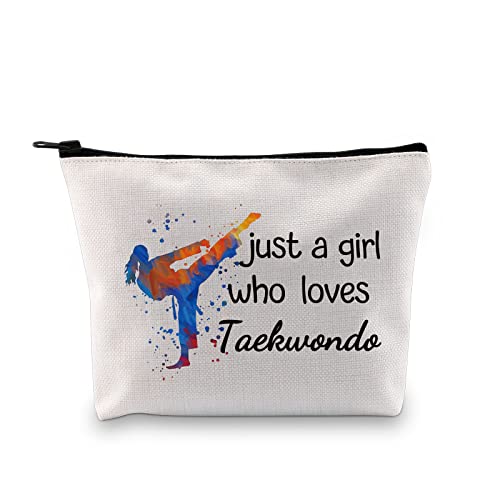 MYSOMY Taekwondo Gifts Just a Girl who Loves Taekwondo Make-up-Tasche, Taekwondo-Make-up-Tasche, für Mädchen, Kampfsport-Geschenke, Taekwondo, Just A Girl Who Loves Taekwondo von Generic