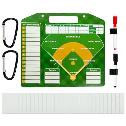 Magnetisches Baseball-Aufstellungsbrett – Baseball-Aufstellungskarten, doppelseitiges stabiles Baseball-Klemmbrett | Wiederverwendbare Baseball-Aufstellungstafel, Baseball-Trainingszubehör für Trainer von Generic