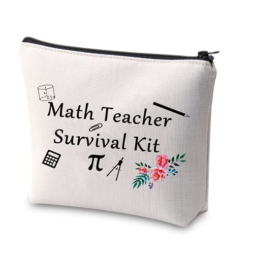 Mathematiklehrer Survival Kit Make-up Tasche Mathematik Lehrer Geschenk Abschluss Lehrer Tag Geschenke für Lehrer Tasche Bleistiftbeutel Lehrer Lehrer Geschenk, beige, Kulturbeutel von Generic