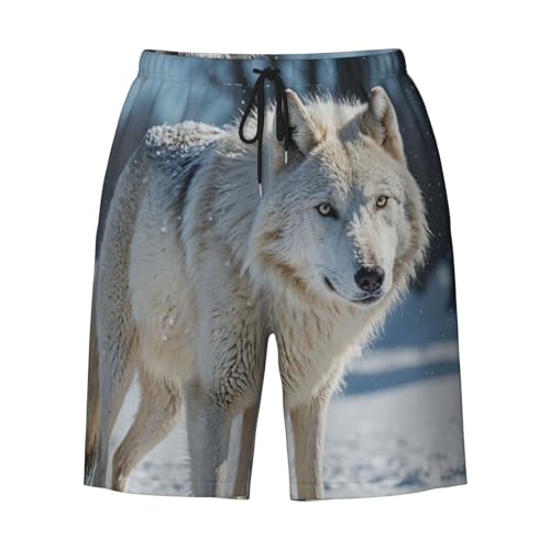 Men's 3D Print Wolf Shorts Summer Beach Shorts,Swimming Shorts, Beach Surf Board Shorts S–3XL (3XL,White) von Generic