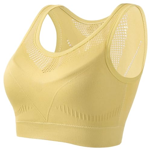 Mesh Design Bralette Damen Ohne Bügel Sport BH Damen Starker Halt Gepolstert Bra mit Breitem Unterbrustband Push up Bügelloser BHS Minimizer Unterwäsche Seamless Bustier für Yoga Joggen Fitness von Generic