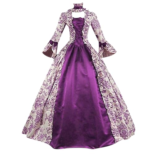 Mittelalter Kleid Damen Weitschwingender Renaissance Kleid - Prinzessin Dress Viktorianisches Kleider Festlich Partykleid Retro Freizeitkleider Vampir Abendkleid Soft Trachtenkleid von Generic