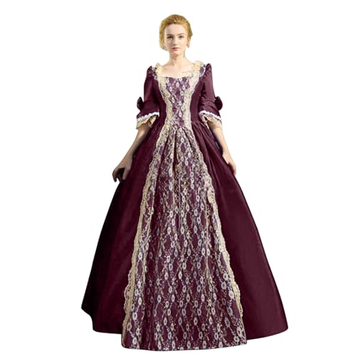 Mittelalter Kleid Damen Weitschwingender Renaissance Kleid - Prinzessin Dress Viktorianisches Partykleid Festlich Kleider Herbst Freizeitkleider Vampir Abendkleid Soft Trachtenkleid von Generic