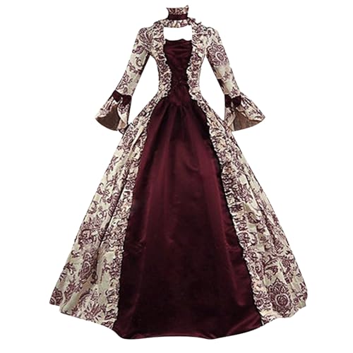 Mittelalter Kleid Renaissance Kleid Damen Weitschwingender - Festlich Dress Prinzessin Kleider Viktorianisches Partykleid Herbst Freizeitkleider Retro Abendkleid Bequem Trachtenkleid von Generic