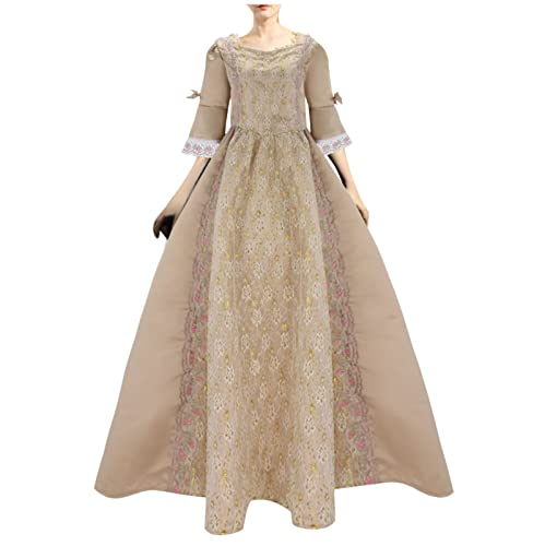 Mittelalter Kleid Renaissance Kleid Damen Weitschwingender - Festlich Dress Viktorianisches Partykleid Prinzessin Kleider Retro Freizeitkleider Herbst Abendkleid Vintage Cocktailkleid von Generic