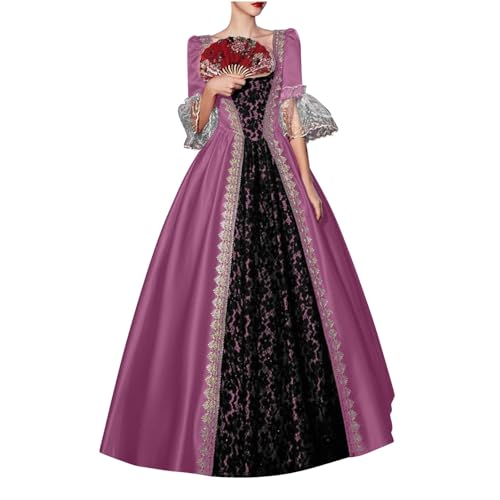 Mittelalter Kleid Renaissance Kleid Damen Weitschwingender - Prinzessin Dress Viktorianisches Partykleid Festlich Kleider Retro Freizeitkleider Vampir Abendkleid Bequem Trachtenkleid von Generic