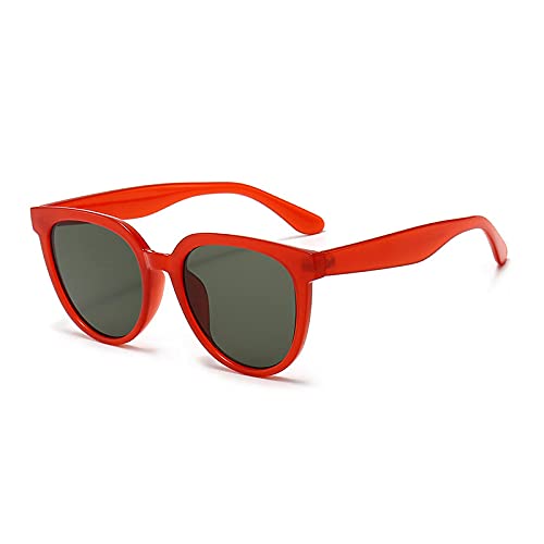 Mode Runde Sonnenbrille Damen Vintage Orange Rot Brillen Herren Sonnenbrille Shades UV400 Rotdunkelgrün von Generic