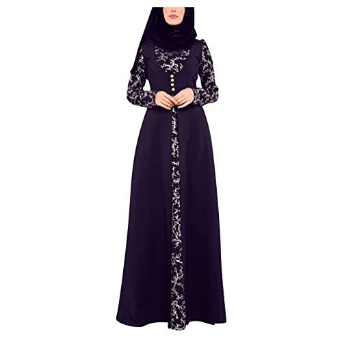Muslimische Kleid für Damen Abaya Arabisch Schnüren Trompetenärmel Robe Kaftan Dubai Islamisch Lange Kleider Robe von Generic
