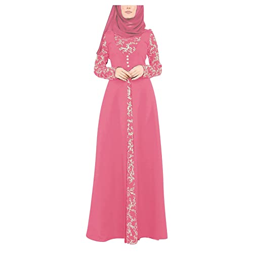 Muslimische Kleid für Damen Abaya Arabisch Schnüren Trompetenärmel Robe Kaftan Dubai Islamisch Lange Kleider Robe von Generic