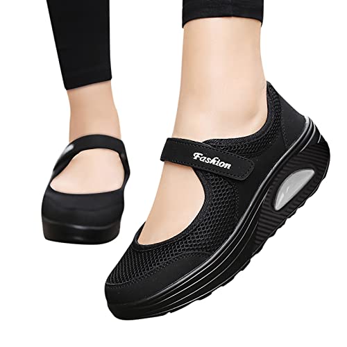 Orthopädische Schuhe Damen Air Cushion Diabetiker Schuhe Slip-On Mit Luftkissen Laufschuhe Clogs Wmshoe Plateau Walkingschuhe Frauen rutschfest Schwarze Gym Turnschuhe Hausschuhe Sneaker Sportschuhe von Generic