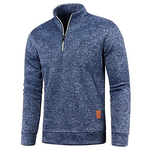 Pullover Herren, Rollkragen Pullover Herren mit Reißverschluss Kragen Langarm Einfarbig Casual Winterpullover Herren Herbst Winter Warm Outdoor Freizeit Einfach Half Zip Fleecepullover Herren von Generic