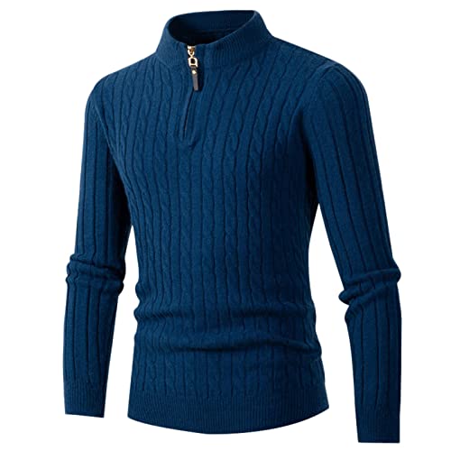 Pullover Herren, Rollkragenpullover mit Reißverschluss Kragen Langarm Große Größen Casual Pullover Sweatshirts für Herren Winter Warm Britischer Stil Bequem Half Zip Fleecepullover Herren von Generic