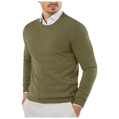 Pullover Herren Rundhals Strickpullover, Einfarbig Regular Fit Winter Mode Elastisch Basic Winterpullover Langarmshirt Fleecepullover Strickpullover Herren für Kalte Wintertage von Generic