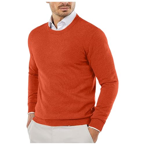 Pullover Herren Rundhals Strickpullover, Einfarbig Slim Fit Winter Casual Stretch Stylisch Winterpullover Langarmshirt Fleecepullover Strickpullover Herren für Eisige Morgenluft von Generic
