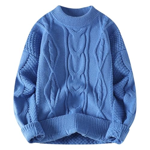 Pullover Herren Rundhals Strickpullover, Langarm Slim Fit Winter Casual Stretch Warm Winterpullover Langarmshirt Fleecepullover Strickpullover Herren Zu Winterlichen Spaziergängen von Generic