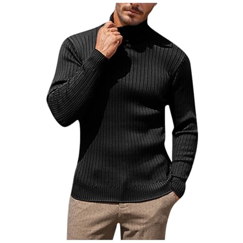 Pullover Herren Winter Warm Strickpullover Fleecepullover, Schwarzer Pullover Herren Sweatshirt Sweater Pulli Winterpullover Schwarzer Langarm Männer von Generic
