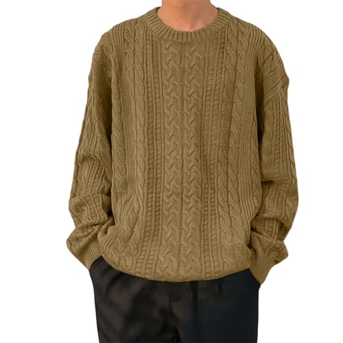Pullover Rundhals Herren Strickpullover, Einfarbig Slim Fit Herbst Freizeit Elastisch Warm Fleecepullover Winterpullover Sweater Herren Perfekt für Wanderungen und Outdoor-Abenteuer von Generic