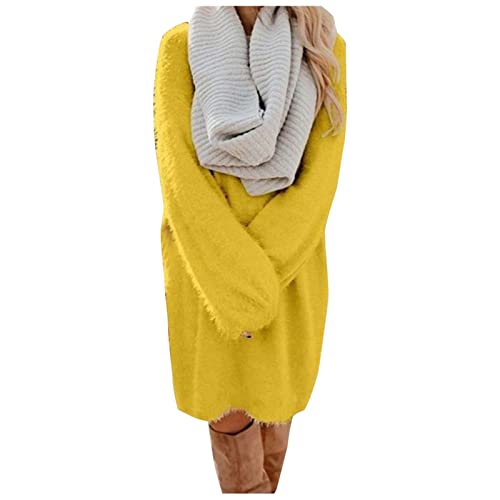Pulloverkleid Damen Langarm Winterkleid, Lang Große Größen Strickkleid, Herbst Oversize Pullikleid, Hohe Elastizität Warm Herbstkleid, Moderne Dress Elegant Strickpulli Herbstkleid Übergroß Kleider von Generic