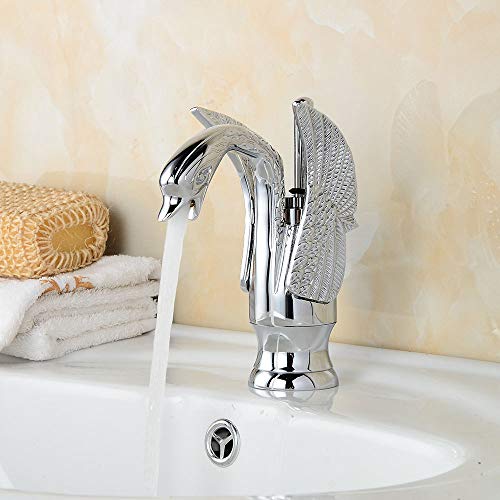 QTANZIQI Wasserfall Kühl und heißes Wassermischer Gesichtsbecken Wasserhahn Waschbecken Top-Basin EIN-Handled-Chrompolieren, kurzes Geld von Generic