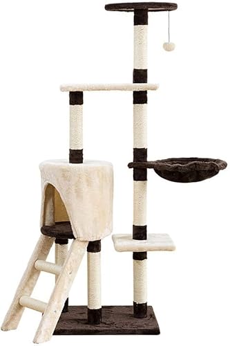 QYYZTQY Cats Tower CAT Nest Tree EIN SISAL -Kat -Spielzeug mit Katzennest Katze Sprungplattform nach Katzenkletterrahmen Großer Kratzer -Postkätzchen eine Farbe, Größe: 57x39x139cm von Generic