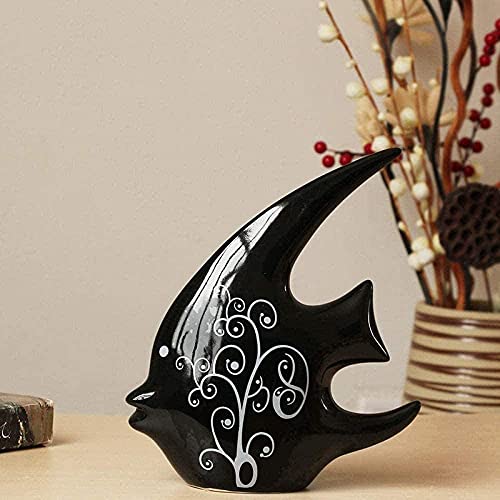 RLKHXBS Tabletop Figur Desktop Möbel Gartengeschenke Sammlerstücke Figuren Keramikdekorationen Abstrakte Schwarz -Weiß -Fisch CRA von Generic
