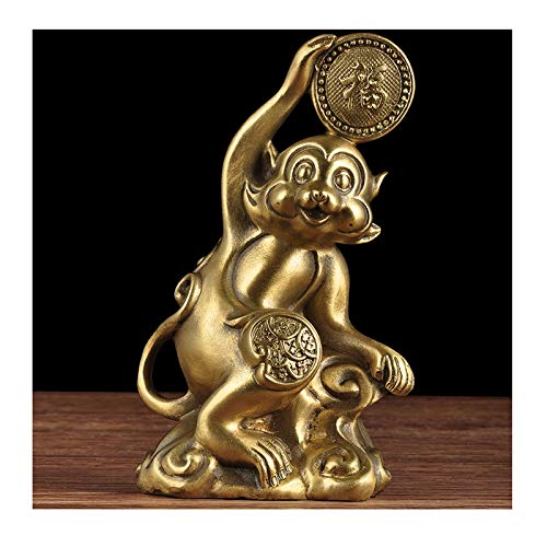 RLKHXBS Tabletop Reichtum Messing Affen Statue Affen Dekoration Büro Handwerkskollektierbares Maskottchen anziehen Vermögensdekoration von Generic