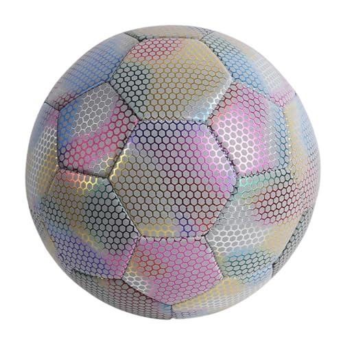 Reflektierender Fußball – Fußball mit holografischem Effekt, Nachtfußballausrüstung | Leuchtender Anti-Leck-Fußball, sticht im Dunkeln hervor, Fußball-Trainingsgerät aus PU-Leder für Fußballliebhaber von Generic