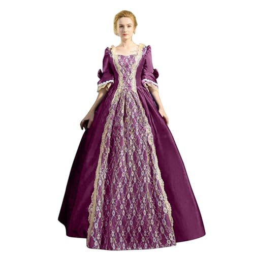 Renaissance Kleid Damen Weitschwingender, Mittelalter Kleid Damen Festlich Dress Viktorianisches Partykleid Prinzessin Kleider Retro Freizeitkleider Vampir Abendkleid Bequem Trachtenkleid von Generic