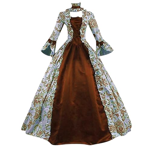 Renaissance Kleid Damen Weitschwingender Mittelalter Kleid, Prinzessin Dress Viktorianisches Kleider Festlich Partykleid Retro Freizeitkleider Herbst Abendkleid Soft Cocktailkleid von Generic