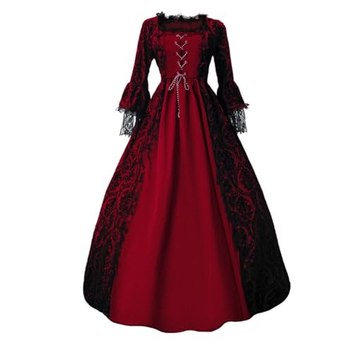 Renaissance Kleid Mittelalter Kleid Damen Weitschwingender, Festlich Dress Viktorianisches Partykleid Prinzessin Kleider Retro Freizeitkleider Herbst Abendkleid Soft Cocktailkleid von Generic