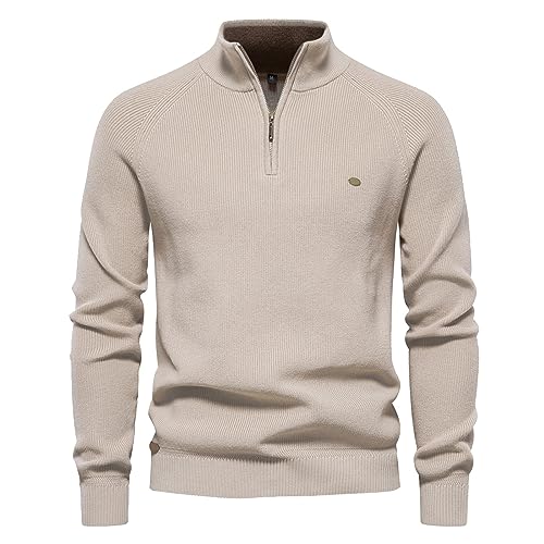 Rollkragen Herren Pullover Winter, Pullover mit Reissverschluss Herren Strick Einfarbig Grosse Grössen Casual Herren ArbeitsPullover Winter Warm Outdoor Freizeit Einfach Half Zip FleecePullover Herren von Generic