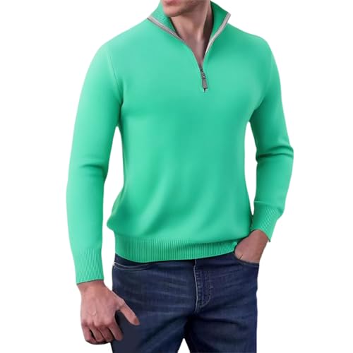 Rollkragen Pullover Herren Winter, Pullover mit Reissverschluss Herren Baumwolle Langarm Grosse Grössen Casual Sweatshirts für Herren Outdoor Freizeit Einfach Half Zip Fleecepullover Herren von Generic