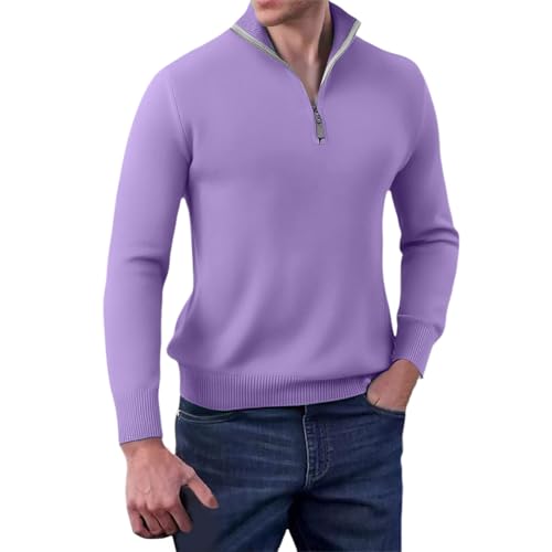 Rollkragenpullover Herre, Pullover mit Reissverschluss Herren Baumwolle Langarm Große Größen Ohne Kapuze Casual Winterpullover Herren Warm Lose Tailliertes Einfach Half Zip Fleecepullover Herren von Generic